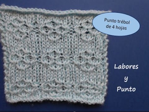 punto trébol cuatro hojas a dos agujas