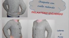 cárdigan con cuello redondo a dos agujas