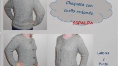 chaqueta o cárdigan con cuello redondo a dos agujas