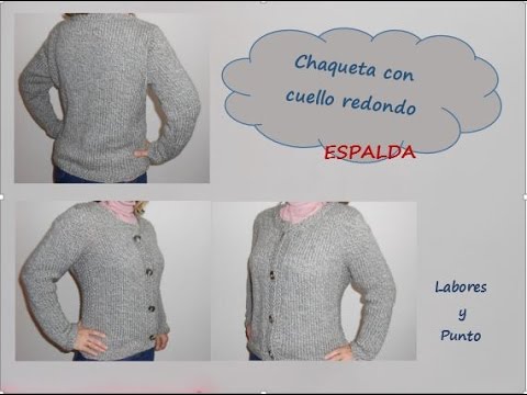 chaqueta o cárdigan con cuello redondo a dos agujas