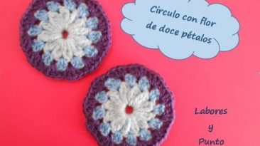 circulo flor de 12 pétalos a ganchillo o crochet