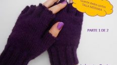 Guantes con dedos cortos a dos agujas