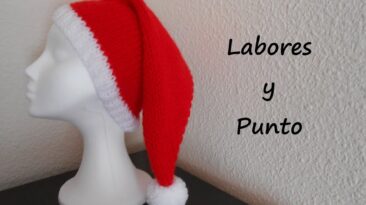 tejer gorro papá noel a dos agujas