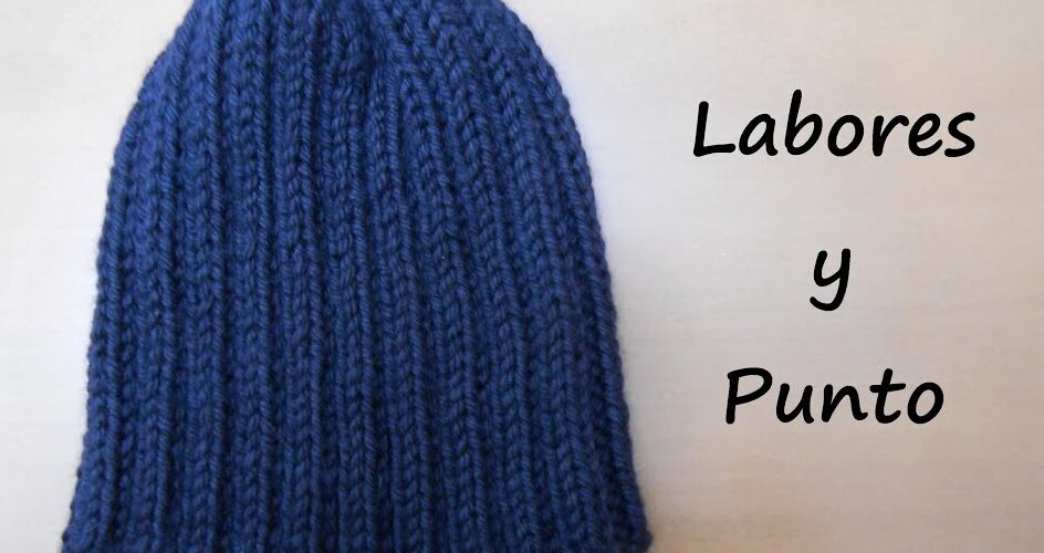 gorro con punto elástico 2x2 a dos agujas