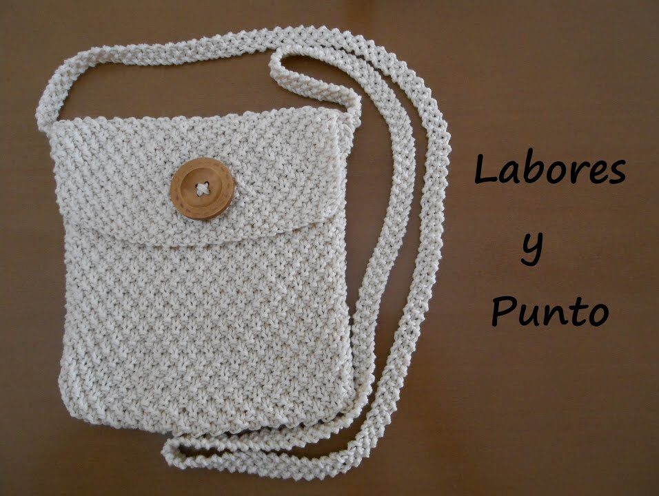 Bolso de colgar punto de arroz doble dos agujas Parte 1 3Labores y