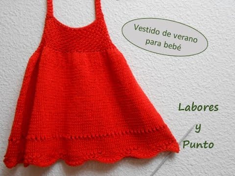 tejer un vestido de tirantes para bebé a dos agujas