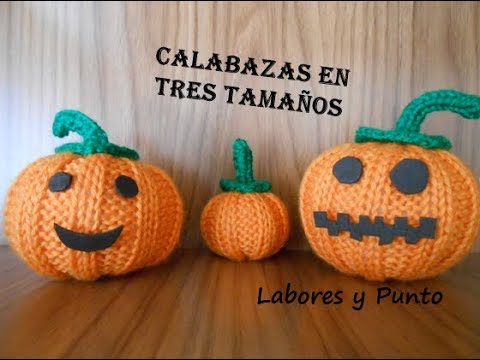 calabaza de halloween tres tamaños a dos agujas