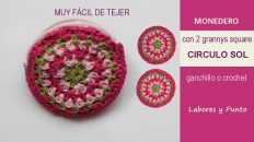 monedero redondo con granny circulo sol a ganchillo o crochet