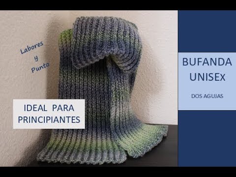 bufanda unisex con falso punto inglés a dos agujas