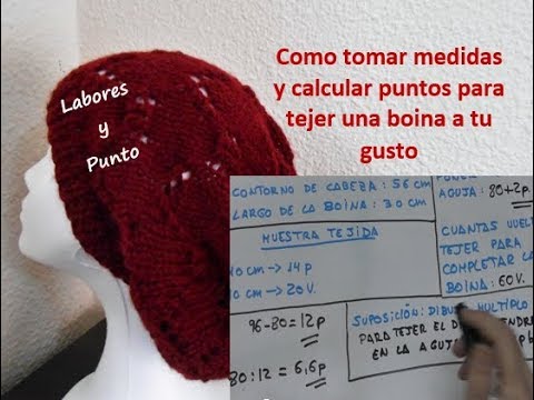 tomar medidas y calcular puntos para tejer boina