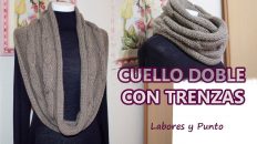 tejer cuello doble con ochos o trenzas a dos agujas