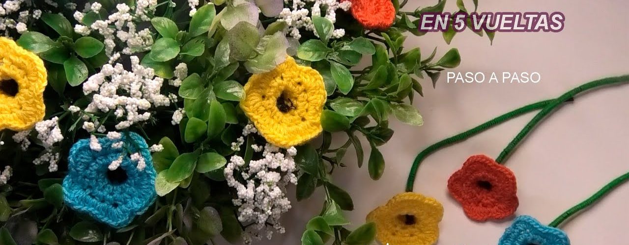 tejer flores de 5 pétalos ganchillo