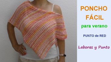 poncho de verano con punto de red a dos agujas