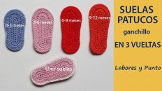 suelas de patucos para bebe a ganchillo o crochet