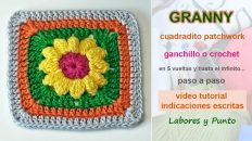 granny flor en 5 vueltas a ganchillo o crochet